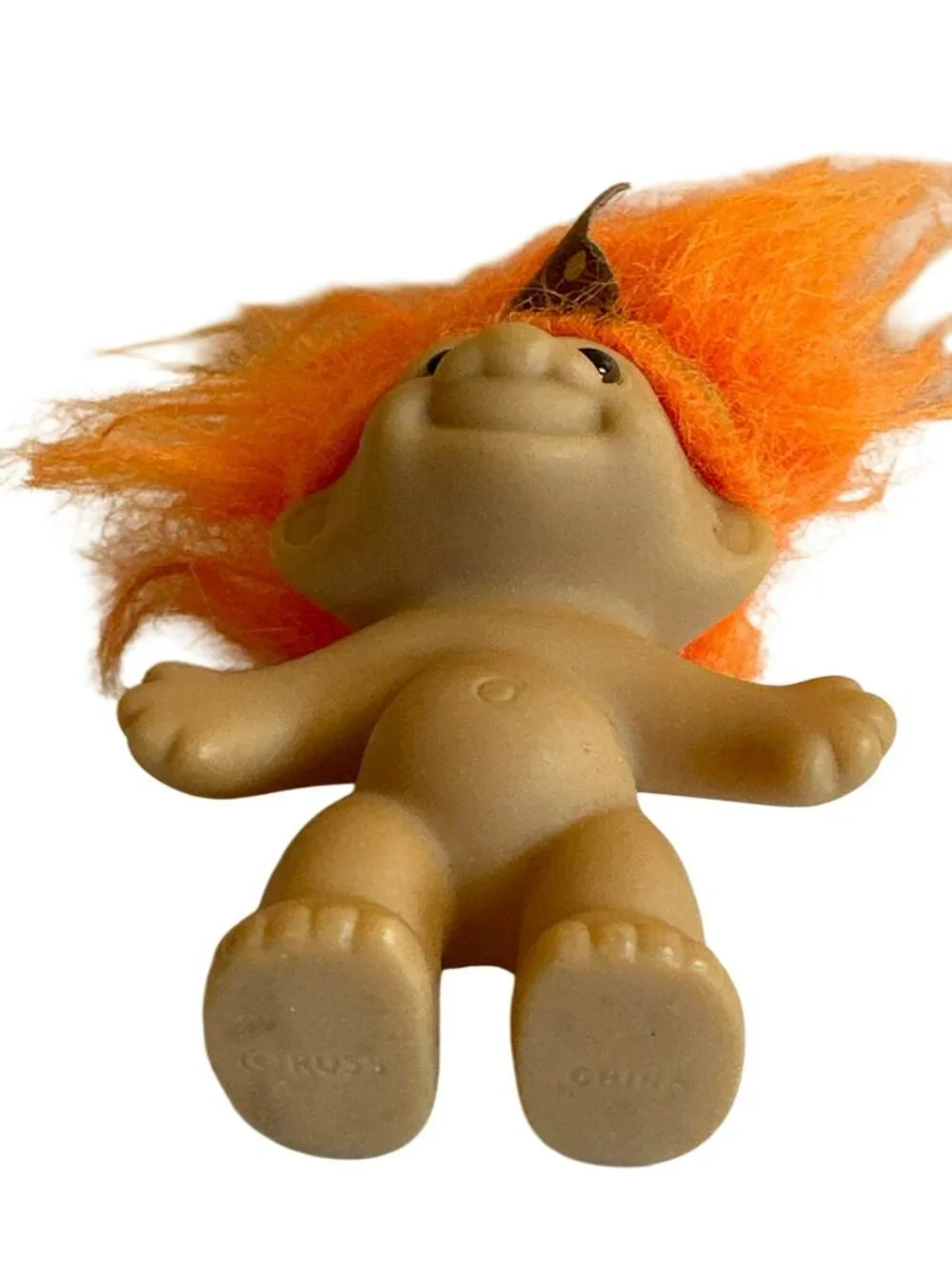 Vintage Russ Indian Brave Native American Boy Troll Doll No Outfit 90s Orange